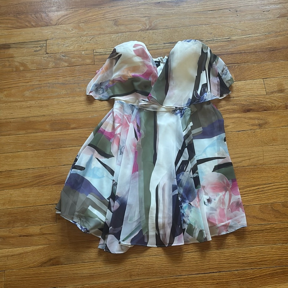 Bebe Strapless Patterned Mini Dress - image 1